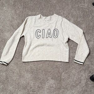 Z Supply Cream 'CIAO' Crew Neck Sweater